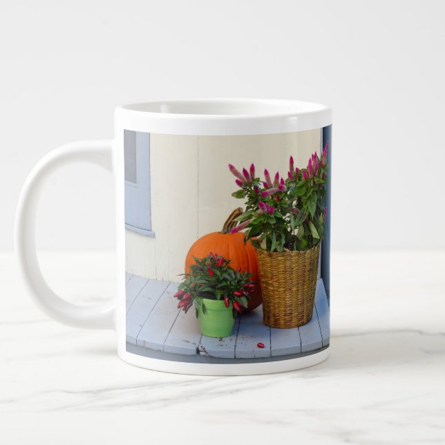 Pumpkin and Pepper Plant - Martha's Vineyard Large Coffee Mug (Left)