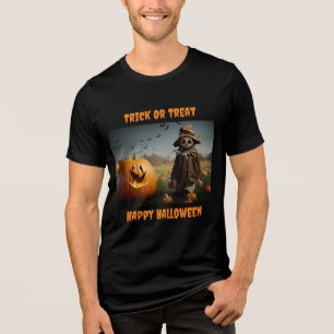Pumpkin And Scarecrow Halloween T-Shirt Tri-Blend Shirt