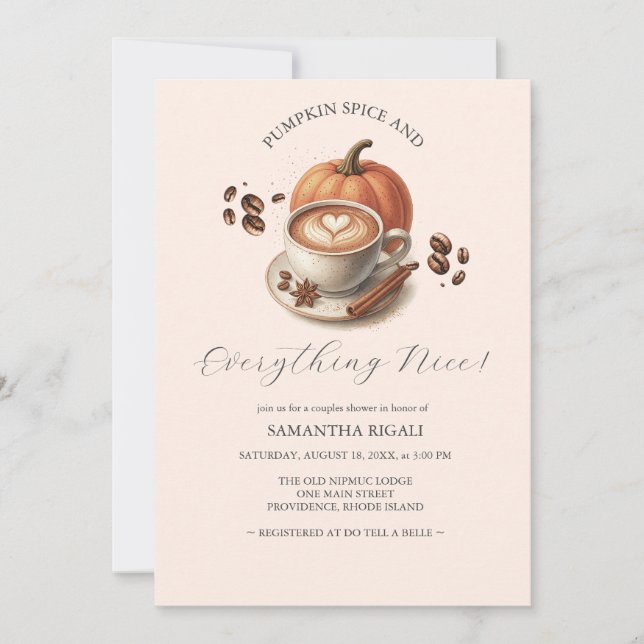 Pumpkin and Spice Coffee Couples Shower Invitation (Front)