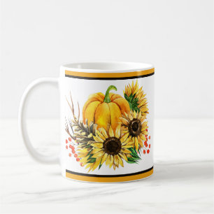 Pumpkin and sunflowers autumn coffee mug