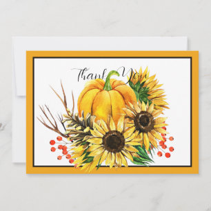 Pumpkin and sunflowers autumn  holiday card
