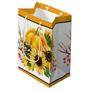 Pumpkin and sunflowers autumn  medium gift bag