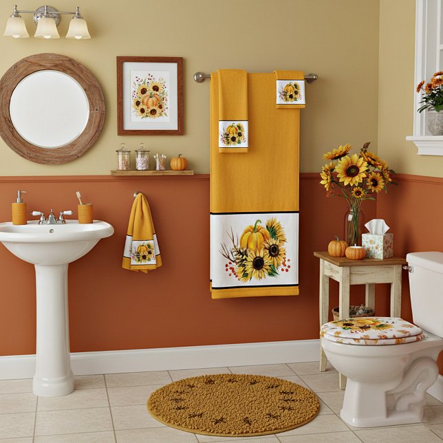 Pumpkin and sunflowers bath towel set (Creator Uploaded)
