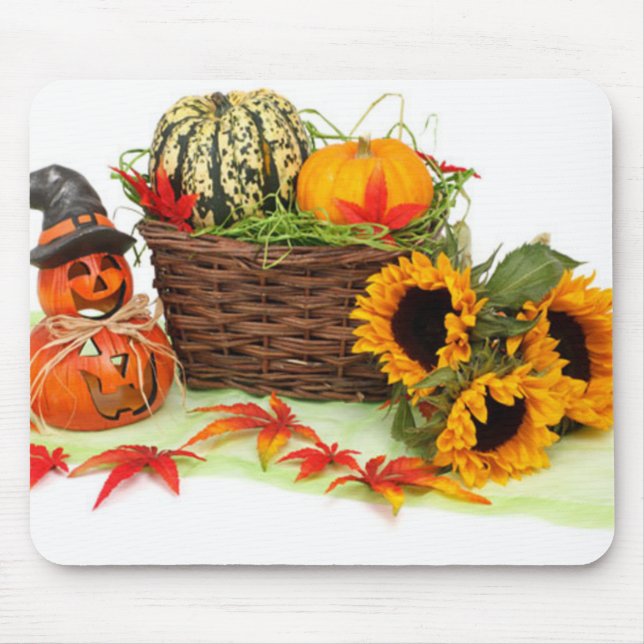 Pumpkin and Sunflowers Mouse Pad (Front)