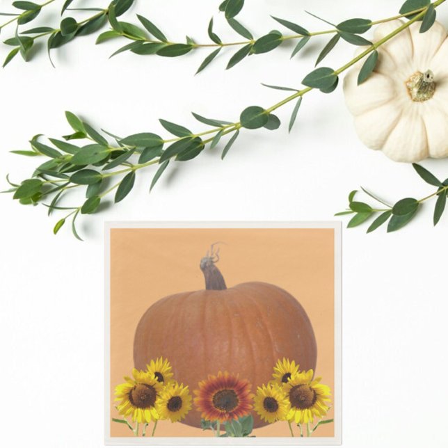 Pumpkin and Sunflowers Orange Thanksgiving   Napkin (Creator Uploaded)