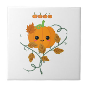 Pumpkin and Vines Sticker Ceramic Tile