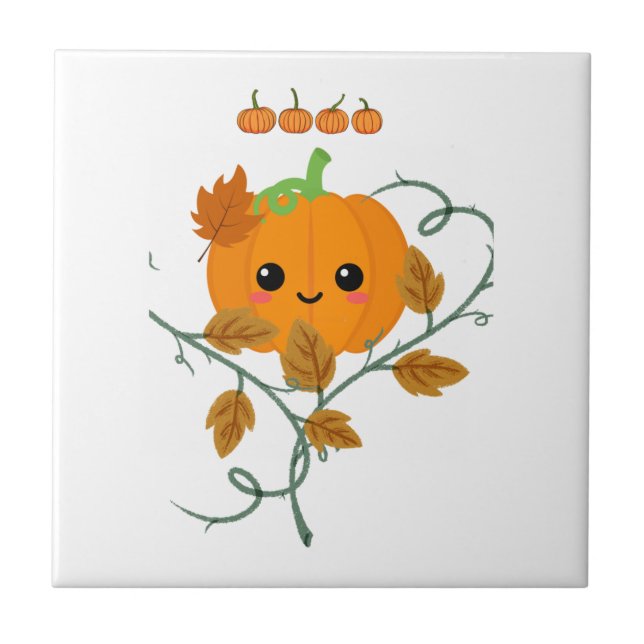 Pumpkin and Vines Sticker Ceramic Tile (Front)