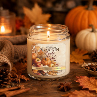 Pumpkin Apple Autumn Candle Label | Cosy Fall