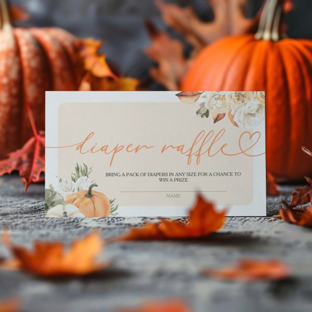 Pumpkin Autumn Baby Shower Diaper Raffle Enclosure Card (Creator Uploaded)