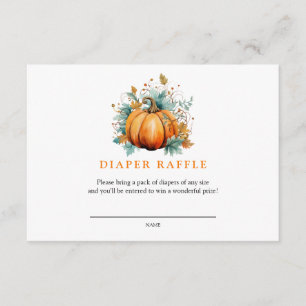 Pumpkin Autumn Baby Shower Diaper Raffle Enclosure Card