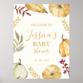 Pumpkin Autumn Baby Shower Welcome Sign