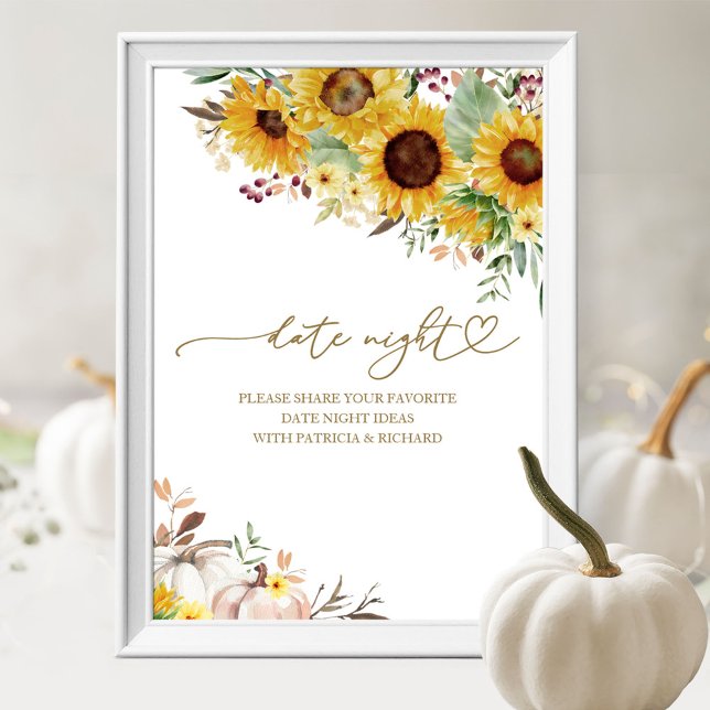Pumpkin Autumn Bridal Shower Date Night Jar Sign (Creator Uploaded)