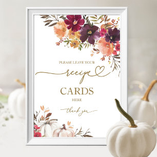 Pumpkin Autumn Bridal Shower Recipe Card Sign