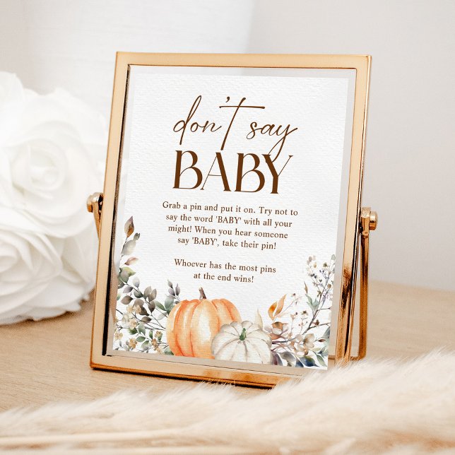 Pumpkin Autumn Fall Baby Shower Don't Say Baby Poster (Creator Uploaded)