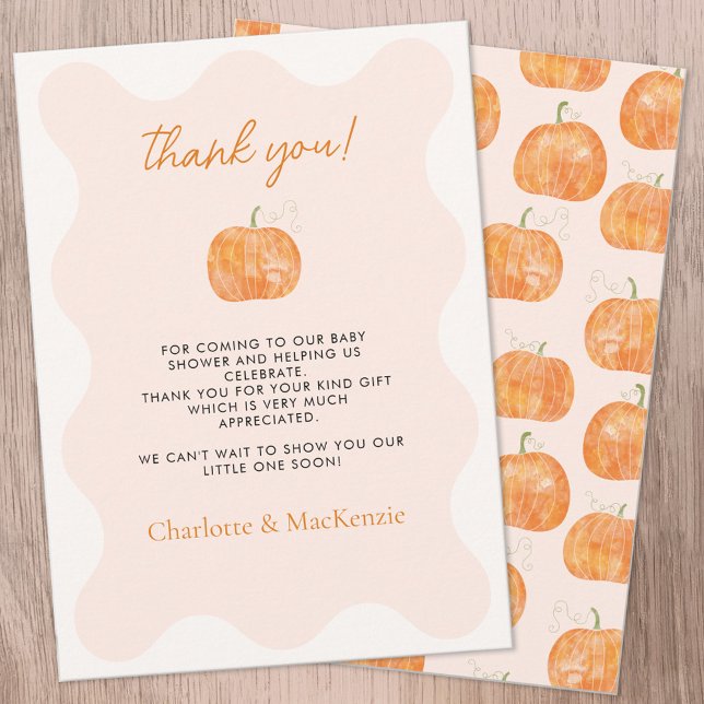Pumpkin Autumn Fall Baby Shower Thank You Card (Pumpkin autumn fall baby shower personalized thank you card)