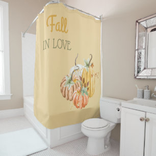 Pumpkin Autumn Fall Butternut Yellow Sage Brown Shower Curtain