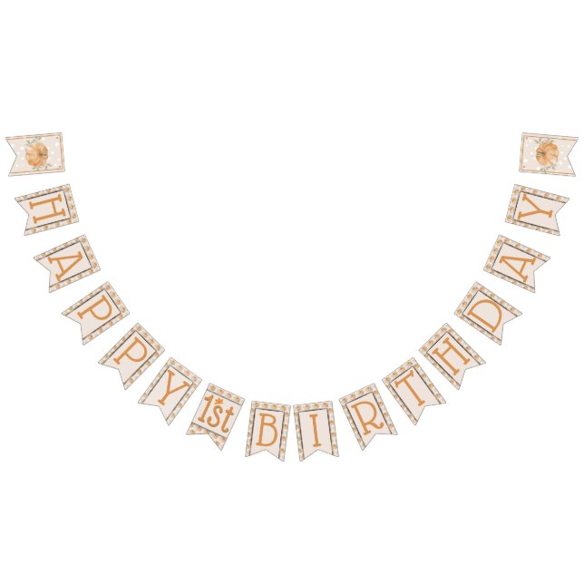  Pumpkin Autumn Fall First 1st Birthday Bunting (All)