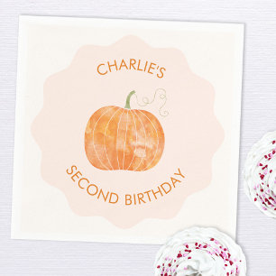 Pumpkin Autumn Fall Second 2nd Birthday Napkin