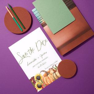 Pumpkin Autumn Floral Fall Wedding Save The Date