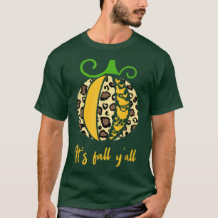 Pumpkin Autumn Leaves Fall Season Leopard Print Me T-Shirt