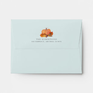 Pumpkin Autumn Leaves Light Blue Envelope