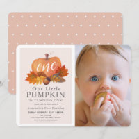 Pumpkin Autumn Leaves Pink Girl Photo 1st Birthday