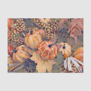 Pumpkin Autumn Orange Leaves Digital Painting Tissue Paper