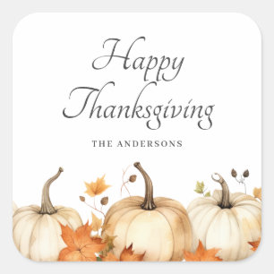 Pumpkin Autumn Personalised Thanksgiving Square Sticker
