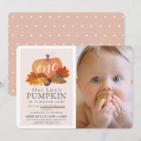 Pumpkin Autumn Pink Photo Virtual 1st Birthday