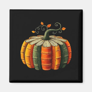 Pumpkin Autumn Season Book Lover Books Reading Hal Magnet