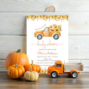 Pumpkin Autumn Truck Baby Shower Invitation