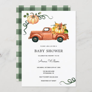 Pumpkin Autumn Truck Baby Shower Invitation