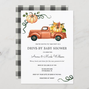 Pumpkin Autumn Truck Drive by Baby Shower Invitation