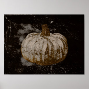 Pumpkin Autumn Vintage White Sepia Black Texture Poster
