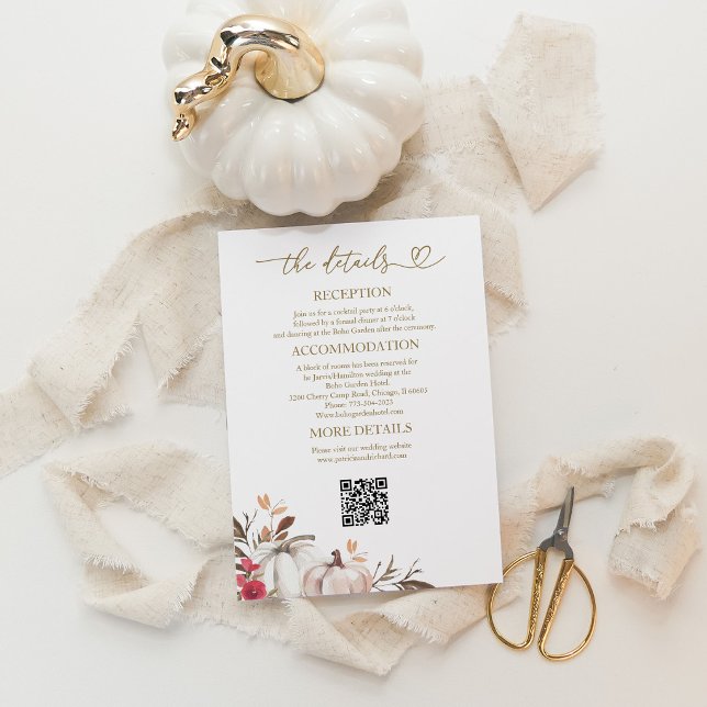 Pumpkin Autumn Wedding Details QR Code Card (Creator Uploaded)
