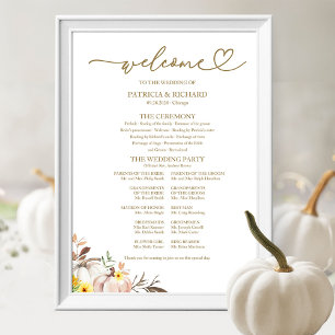 Pumpkin Autumn Wedding Order of Events Sign