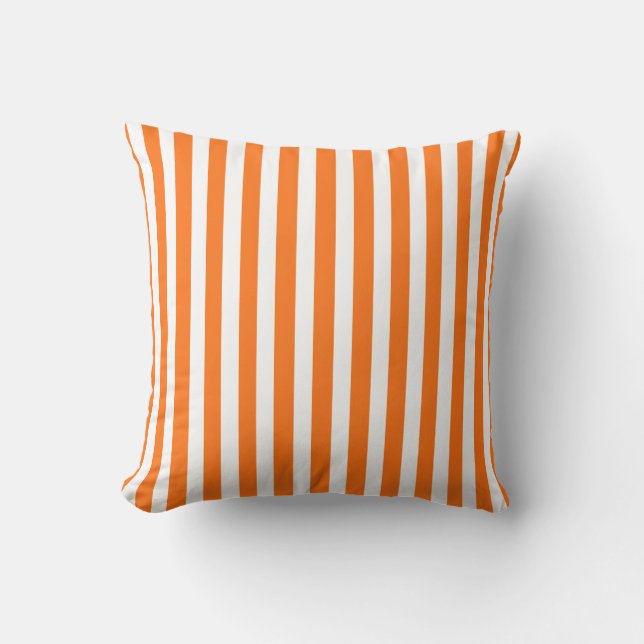 Pumpkin Autumnal Stripes Cushion (Front)