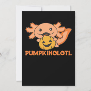 Pumpkin Axolotl Lovers Cute Animals For Halloween Holiday Card
