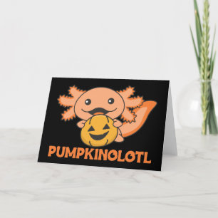 Pumpkin Axolotl Lovers Cute Animals For Halloween Holiday Card
