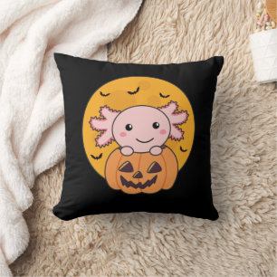 Pumpkin Axolotl Lovers Sweet Animals For Halloween Cushion