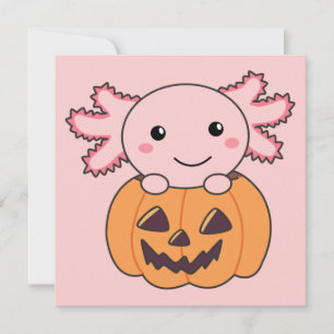 Pumpkin Axolotl Lovers Sweet Animals For Halloween Invitation