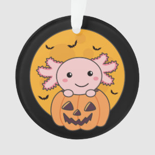 Pumpkin Axolotl Lovers Sweet Animals For Halloween Ornament