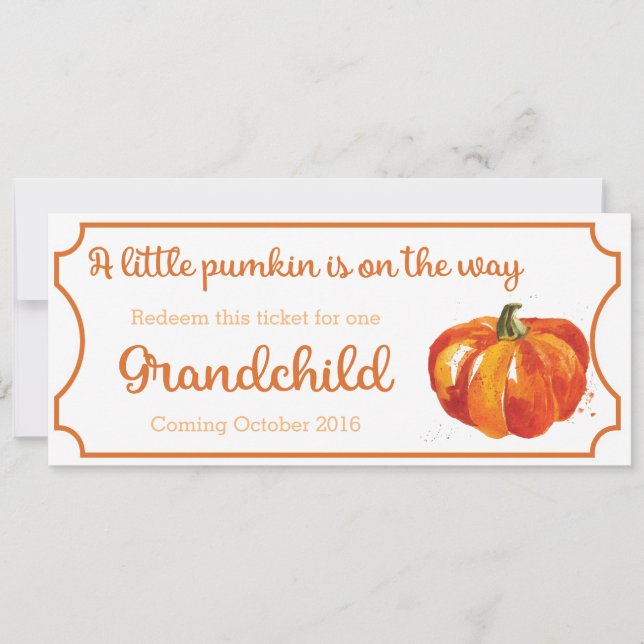 Pumpkin baby Announcement Ticket Grandchild (Front)