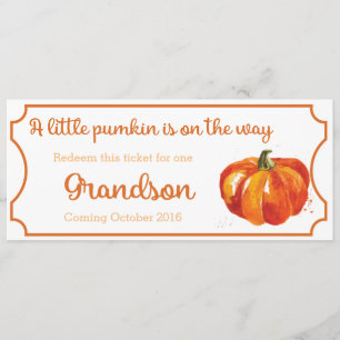 Pumpkin baby Announcement Ticket Grandson