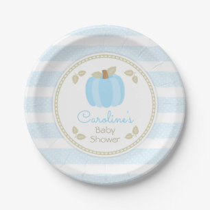 Pumpkin Baby Boy Shower Paper Plate
