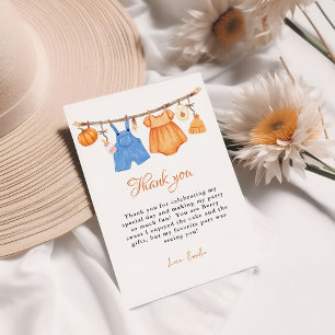 Pumpkin baby Clothes  Baby Shower Thank You Card