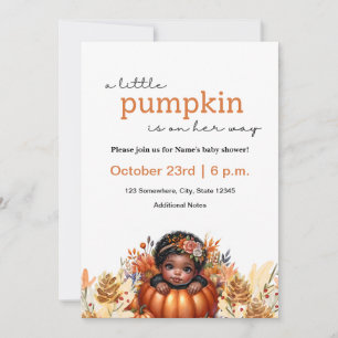 Pumpkin Baby Girl Shower Black Child Invitation