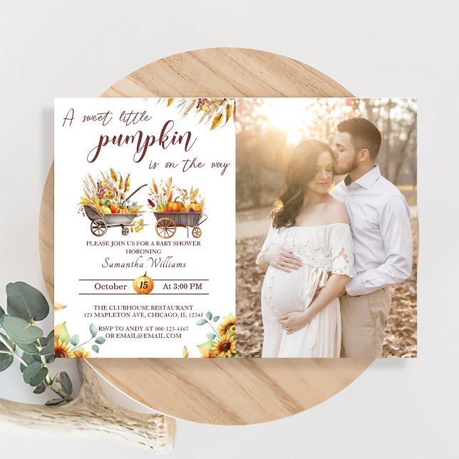 Pumpkin Baby Shower  A Sweet Little Pumpkin  Invit Invitation (Creator Uploaded)