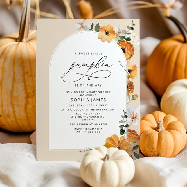 Pumpkin baby shower baby girl shower invitation (Creator Uploaded)