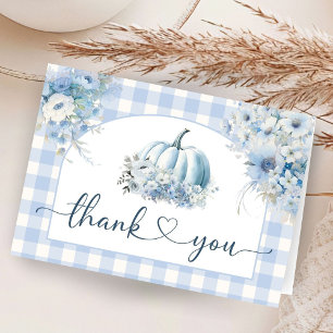 Pumpkin Baby Shower Blue Fall Folded Thank You 
